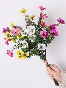 8 Stück/Set künstliche gemischte Farben Stiefmütterchen, Prunkwinde und Mini-Blumenstrauß in Gelb, Lila, Weiß und Rosa. Material: PE. Realistische künstliche Blumen. Lebensechte Pflanzen. - Verschiedenfarbig - Übersicht 11