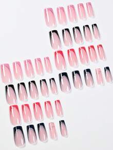 96 pezzi di set di unghie finte lucide e migliorate - colori misti, unghie finte da ballerina lunghe riutilizzabili in quattro motivi quadrati francesi, adatte come regalo di unghie per donne e forniture per unghie, perfette per San Valentino, matrimonio e Capodanno, che esaltano l'eleganza quotidiana - Multicolore - Visualizzare 5