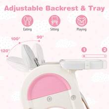 COSTWAY Convertible Baby High Chair, Baby Feeding Chair With Double-Layer Tray & Adjustable Backrest, Kids Table And Chair Set W/ Double-Sided Tabletop & Side Storage Baskets, Pink - Pink - View 9