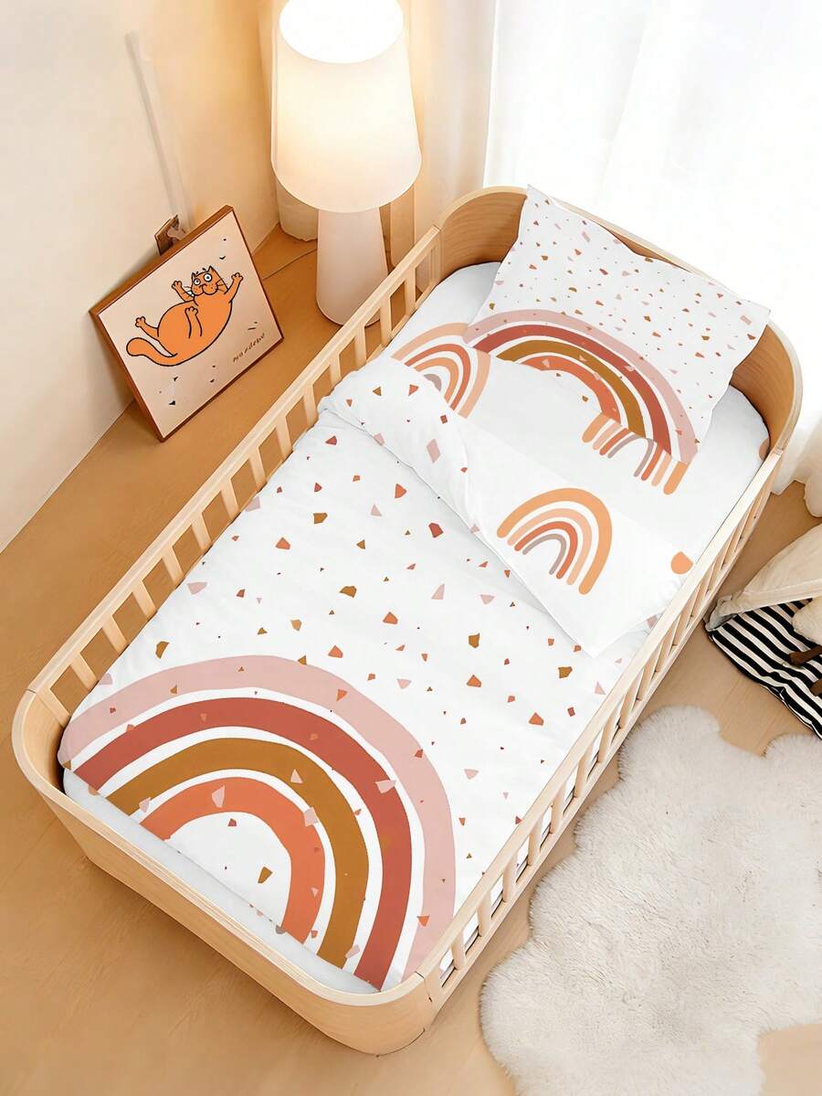 1 Set Of Rainbow Baby Duvet Covers, Made Of Polyester Material, Suitable For Babies, Baby Beds, Bedroom Decorations, Festivals, Gifts, And All Season - Multicolor - View 1