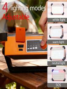 1/2pcs Outdoor Solar Lights, 144 LED Safety Lighting, Camping Lantern, 3*1200mAh High Capacity Battery, Portable Power Bank, 4 Lighting Modes, Waterproof Flashlight Emergency Lamp - white light - View 3
