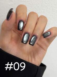 12毫升 冬春美甲 情人节 闪亮白蓝黑玻璃珠高密度凝胶指甲油胶水 适用于美甲沙龙 百搭美白流行美甲用品 新年美甲 - 彩色 - 查看 10