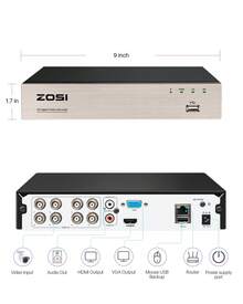 ZOSI 8-Channel 2MP Hybrid 4-In-1 DVR Surveillance Video Recorder With Human Detection, Remote Access For HD-TVI, CVI, AHD, And CVBS 720P/1080P Analog Security Camera, No HDD - Khaki - View 10
