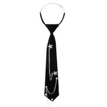 Womens Black Tie Pre-Tied Womens Tie With Metal Chain Accessories Adjustable Reusable 13in X 2.64in/33cm X 6.7cm Necktie For Business And Wedding - như hình ảnh - Xem 2