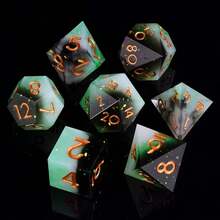 7pcs Polyhedral Resin Sharp-Edged Handmade Dice Set, Suitable For RPG, Pathfinder, MTG Tabletop Games - Multicolor - View 7