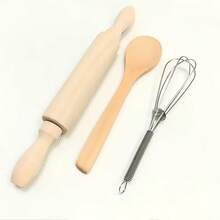 儿童过家家烹饪烘焙套装，4/11件套，含儿童围裙、厨师帽和烹饪用具，角色扮演厨房玩具，男女童生日礼物 - 粉色 - 查看 4