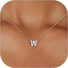 ChicSilver Initial Necklace 26 Letters A-Z Charms 925 Silver / Gold Chain Necklaces For Women Jewelry Accessories Mini Minimalist Alphabet Names For Mothers Couples Birthday - 白金 - 查看 4