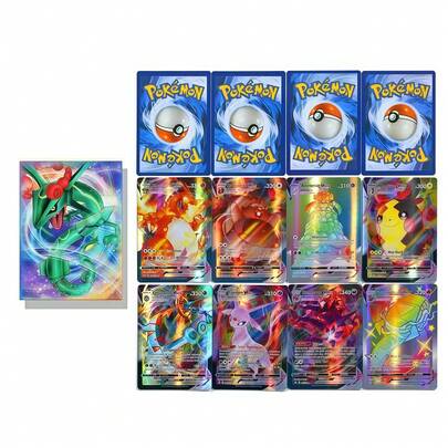 300张宝可梦卡牌（V系列、Vmax、GX稀有卡），动漫游戏卡牌，动漫爱好者礼物，成人节日礼物，派对用品，节日装饰！热门收藏品，闪卡，限时7折！包含300多张稀有卡牌！