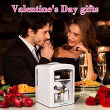 iceBlue 4L Makeup Refrigerator, Valentine's Day Gift Mini Fridge For Cosmetics And Drinks, Car/Home Use, Transparent Window And Chrome Handle - White - View 3