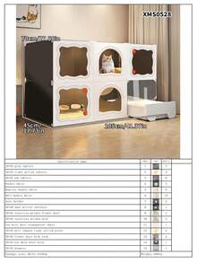 1-Bedroom 1-Bathroom Indoor Cat Villa With Litter Box Drawer, Large Space Cat House - Multicolor - View 15
