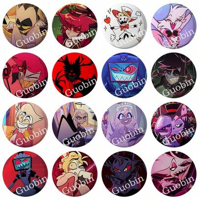 卡通可爱艺术家动漫人物阿拉斯托·安吉尔·达斯特·瓦吉图标卡通徽章创意动漫人物珐琅别针圆形锡制胸针包包衣服配饰纽扣徽章可爱胸针徽章