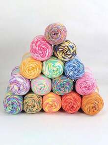 4 Balls 5-Ply Tie Dye Milk Cotton Handmade DIY Crochet Slippers, Scarf Yarn, Medium Thickness, Suitable For All Seasons - U - View 3