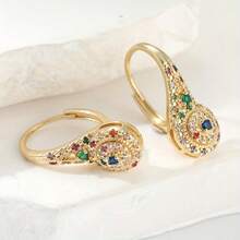 Stylish And Opulent Multi-Hued Synthetic Zirconia Earrings, Chic And Refined Jewelry For Banquets, An Ideal Present For Ladies - Vàng - Xem 6