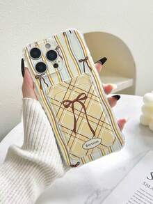 Striped Bow Tie Painted Transparent Card Holder Silicone Soft Full Coverage Painted Anti-Drop Phone Case Compatible With IPhone, Galaxy, , Redmi - Multicolor - View 1