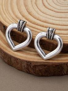 1 Pair Bohemian Style Minimalist Hollow Heart Shaped Everyday Versatile Valentine's Day Gift Earrings For Women - Earrings - View 3