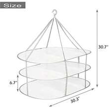 Tendedero de malla plegable de 3 niveles para colgar ropa secado interior medidas compactas - Blanco y gris - Ver 2