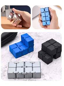 1个锌合金无限魔方指尖玩具，青少年及成人减压玩具，口袋型金属合金魔方指尖玩具，办公减压小工具，男女皆宜 - 彩色 - 查看 11