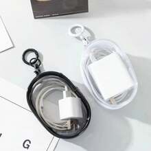 1PC Classification Specific Transparent Storage Bag, Compact And Practical, With Keychain Anti Loss Design, Suitable For Jewelry, Headphones, Data Cable Partition Storage, Solving The Problem Of Travel Item Classification And Storage - trắng - Xem 4