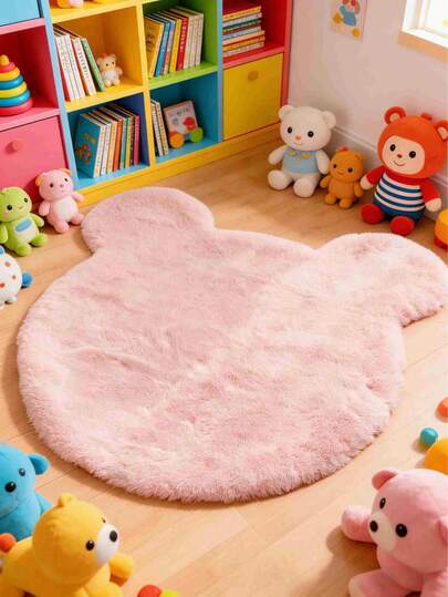 1件可爱熊猫头仿毛皮地毯，粉色卧室床边地毯，厚绒沙发垫，宠物舒适窝垫。趣味设计，1-5厘米裁剪公差，柔软装饰地毯，卧室装饰，小地毯，地毯，家居装饰，客厅地毯，客厅小地毯，卧室地毯，客厅家居装饰，户外地毯，可水洗地毯，羊毛地毯