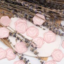 30张珍珠粉色心形自粘蜡封贴纸，适用于礼品、婚礼请柬信封、情人节/结婚礼物 - 珠光粉愛心 30PCS - 查看 6