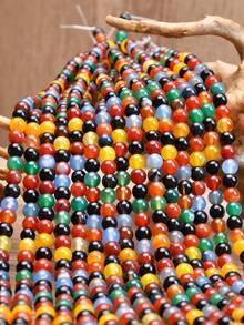 Hạt đá mã não tròn nhiều màu sắc dùng để tự làm trang sức, vòng cổ, vòng tay, bông tai thủ công, bề mặt nhẵn mịn, dành cho các nhà thiết kế sáng tạo, phụ kiện xâu hạt, người đam mê hạt cườm. - Nhiều màu - Xem 5