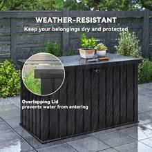 Outsunny 400L Garden Storage Box, Waterproof Metal Outdoor Storage Box With Lockable Lid, Storage Container Furniture Terrace Box, 124 X 66 X 72 Cm, Black - A - View 4