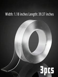 3卷500厘米/196.85英寸纳米双面胶带，高强度丙烯酸凝胶胶带，防水透明可重复使用可水洗多用途胶带，适用于地毯、海报、家居、办公室、塑料、墙面安装 - 彩色 - 查看 15