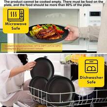 1 Juego de platos irrompibles, juego de vajilla reutilizable apto para microondas y lavavajillas, color negro - Adecuado para camping y uso diario - Negro - Ver 8