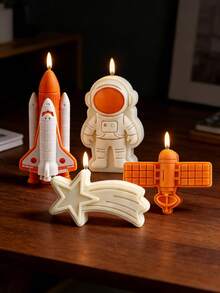 1个太空主题宇航员火箭硅胶模具，可用于烘焙/手工DIY，制作巧克力/蜡烛/石膏/树脂等，家居桌面装饰，DIY爱好者礼物 - A - 查看 1