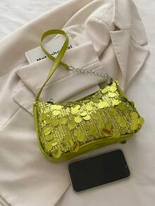 New Fashionable Versatile Chain Shoulder Bag, Underarm Handbag For Women - Green - View 3