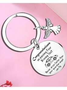 Casual Zinc Alloy Cute & Elegant New Driver Keychain, Unisex Driving Gift For Daughter, Son, Parents Guardian Angel Car Key Chain - Silver - View 4