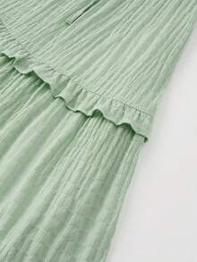 EARO Women's Long Ruffle Hem Skirt, Casual Flowy Mid-Length Skirt, Non-Stretch Fabric, Fashion Versatile Loose Fit Slimming - Mint Green - View 6