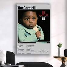 Framed  Rapper  Poster Tha Carter III Album Cover Posters For Room Aesthetic – Canvas Music Wall Art For Bedroom, Dorm, Living Room, Office Decor, Gift Idea - Framed(框架) - 查看 4