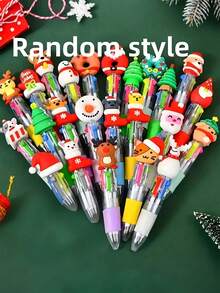 Christmas Multicolor Ballpoint Pens, Christmas Ballpoint Pens, Creative Cute Christmas Neutral Pens, Vibrant Assorted Colors With Santa, Reindeer & Snowman Toppers, Retractable 4-Color Ink, Durable ABS Body, Ideal For Holiday Journaling & Gift Giving, Holiday Party SchoolSupplies StudentsRewards Christmas Gifts Christmas Stationery Gift Water Pen Christmas(Random Pattern) - 1pcs - View 5