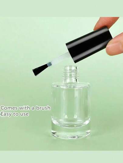  8ml/15ml Transparent Nail Polish Empty Bottle, Brush Bottle Glue Bottle Empty Bottle With Plastic Brush, Empty Nail Polish Glass Rectangular Brush, Empty Nail Polish Bottle With Brush Cover, Separate Bottles Of Perfume, Reusable Separate Bottles Of Glass - Black Lid, Transparent Round Glass, Special For Travel Supplement, Necessary For Nail Salons And Urban Beauty.New Year's Gift, Valentine's Day Gift
