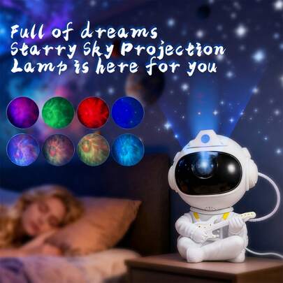 1pc Astronaut Starry Sky Projection Lamp - 360° Adjustable, Remote Control, Dimmable Color Changing LED Light, Suitable For Bedroom, Party, Home Decor