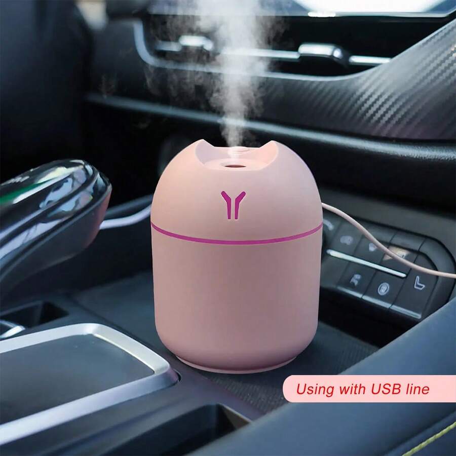 250ml Creative Mini Y-Shaped Humidifier, USB Powered Quiet 7-Color Light Humidifier For Car, Desktop, Home, Office, Suitable For Small Spaces And Dry Air - Pink - View 1