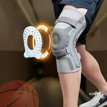 1pc Adjustable Knee Support, Triple Strap Knee Compression Sleeve With Patella Pad And Side Stabilizers, Suitable For Basketball, Weightlifting, Running And Fitness - Grey - View 3