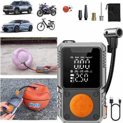 SUITU Tire Inflator Portable Car Air Compressor, Rechargeable, Electric Pump With Digital Pressure Gauge Display. 7.4v 1800mah Lithium-Ion Battery, Abs Material, Mini Car Inflator. Suitable For Cars/Motorcycles/Bicycles/Sports Balls, Car Accessories/Essential Car Gift.