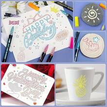 1pc 2026 Series Dual-Line Metal Highlighter Pen, Wavy Dual-Line Pen, Magic Glitter Drawing Pen, Suitable For Greeting Cards, Handicrafts, Posters And Paintings - Multicolor - View 5