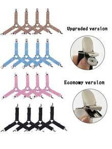 4pcs Triangle Bed Sheet Clips, Minimalist Multi-Functional Bedroom Bed Sheet Fasteners, Adjustable Metal Clips With Elastic Bands To Fix Bedding, Practical Invisible Non-Slip Bed Sheet Straps, Suitable For Sofa Cushions, Blankets, Home Textiles, Household Items, 1 Set - A - View 4