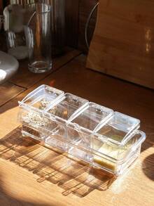 8pcs Clear Acrylic Spice Storage Box Set With Lid&Spoon Lead-Free Salt/Sugar/Spice Organizer Kitchen/Restaurant New Year Gift - Multicolor - View 10