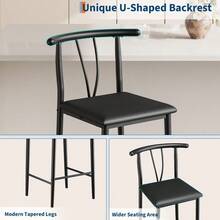 Taburetes de barra Conjunto de 2, 25 pulgadas Taburetes de altura del contador con espalda para la isla de la cocina, PU cuero falso piernas de metal tapiceado Taburete sin brazos - Negro 2 piezas - Ver 3