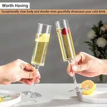 12/6/1pc Set Glass Champagne Flutes, 6oz Unbreakable Reusable Champagne Glasses, Stem Champagne Flutes Suitable For Wedding, Party, Bar - Transparent - View 4