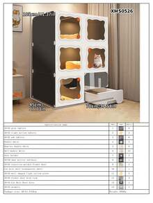 1-Bedroom 1-Bathroom Indoor Cat Villa With Litter Box Drawer, Large Space Cat House - Multicolor - View 23