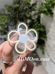 Funda de teléfono minimalista con flor amarilla pequeña y soporte, accesorio de teléfono unisex retráctil y creativo - Multicolor - Ver 2