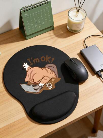 Mousepad ergonômico com suporte para pulso, design fofo com estampa de gato trabalhador, almofada ergonômica de EVA para suporte de pulso, mousepad antiderrapante de espuma viscoelástica, mousepad confortável com suporte suave para o pulso, apoio de mesa confortável e agradável à pele, protetor de mesa, adequado para jogos, escritório, antiderrapante, computadores de escritório, laptops e uso doméstico, lembrança da época de formatura, presente perfeito para o Dia dos Namorados, Dia das Mães, volta às aulas, primavera.