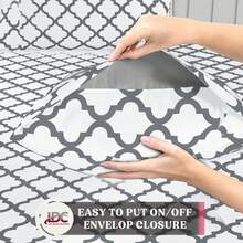 Lux Decor 4 Pieces Quatrefoil Bed Sheets - Stylish Comfy Bedding Set - Hotel Luxury Skin Friendly Cooling Sheets & Pillowcases Without Filler - Classic Collection With 16 Inches Deep Pocket - Shrinkage & Fade Resistant, Valentine's Day Bedroom, Spring Bedding Refresh, Guest Room Essentials, Dorm Room Bedding, Premium Bed Linens, Easy Care Sheets, Hypoallergenic Fabric, Year-Round Comfort, Master Bedroom Update, Matching Bedding Set, Hotel Quality Linens - 白色和灰色 - 查看 3
