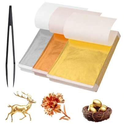 Folhas de ouro para decoração de bolos, bifes, papel dourado, flocos de ouro, culinária, bebidas, alimentos e sobremesas.