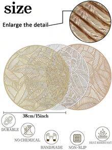 1-200 Peças Sousplat Minimalista Dourado de PVC, Lavável, Fácil de Limpar, Limpo com Pano, Antiderrapante, Jogos de Mesa de Jantar, Doce Nostalgia, Sousplat Elegantes, Aparelho de Mesa, Tapete de Cozinha e Jantar, Decoração de Casamento e Feriados - Multicolorido - Visão 6